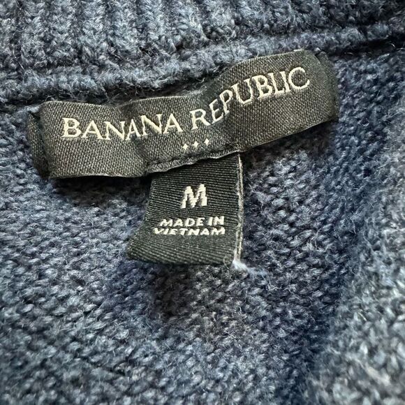 Banana Republic Blue High Neck Sweater Men’s Size Medium Cotton Blend Preppy - Picture 9 of 11